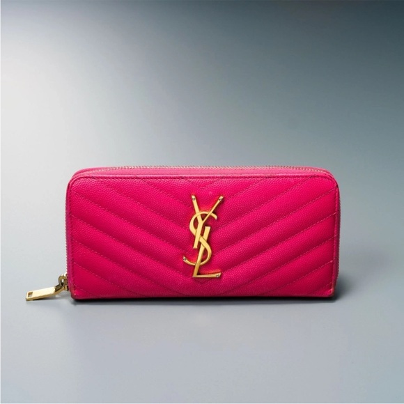 Saint Laurent Fuchsia Quilted Wallet - Picture 2 of 12